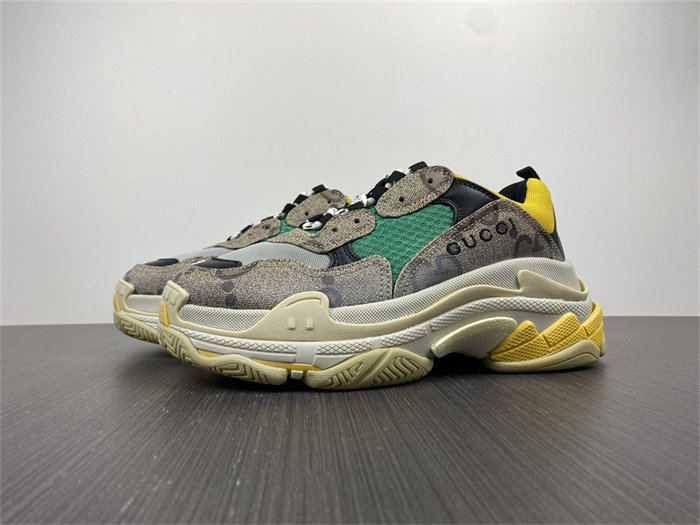 Gucci x BLCG The Hacker Project Triple S Beige Green Yellow  681067 UMO20 9766