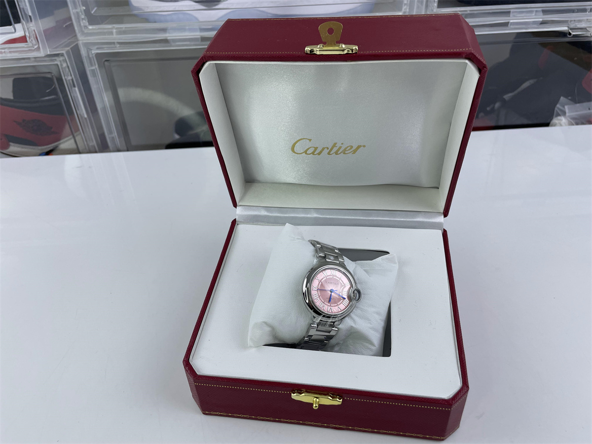 Cartier ballon Bleu Pink dial plate watch for ladies (33mm)
