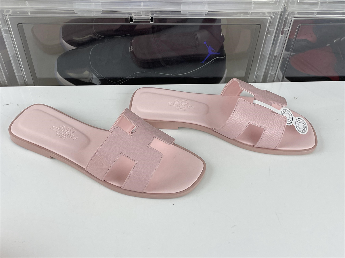 H Brand Pink Lichi Leather Slipper