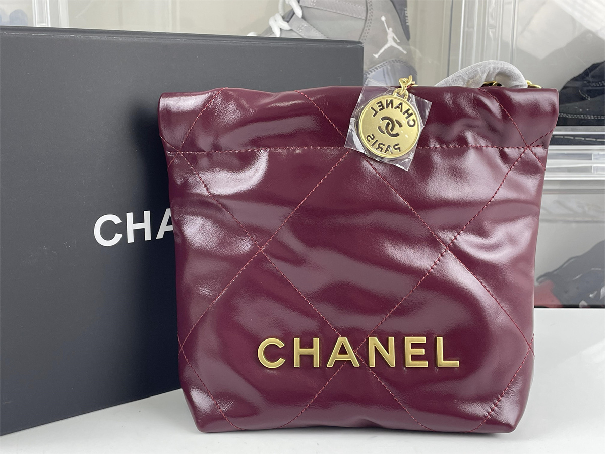 Chanel mini 22 bag Dark Purple (19 x 20 x 6cm)