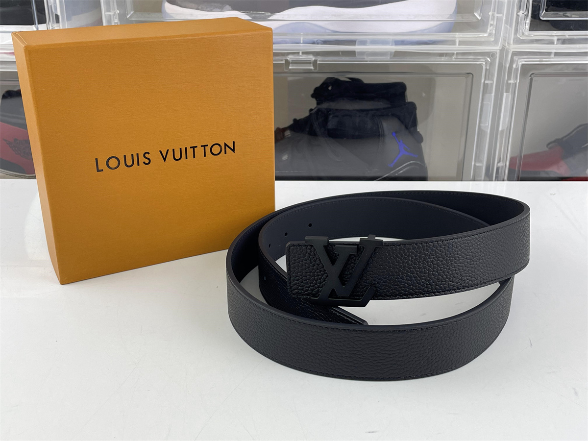 LV Full Black Belt Lichi Leather (90-125cm)