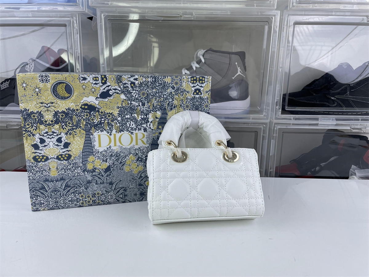 DIOR Lady D-Joy small size Cream white bag  ( 22 X 12 x 6 cm)