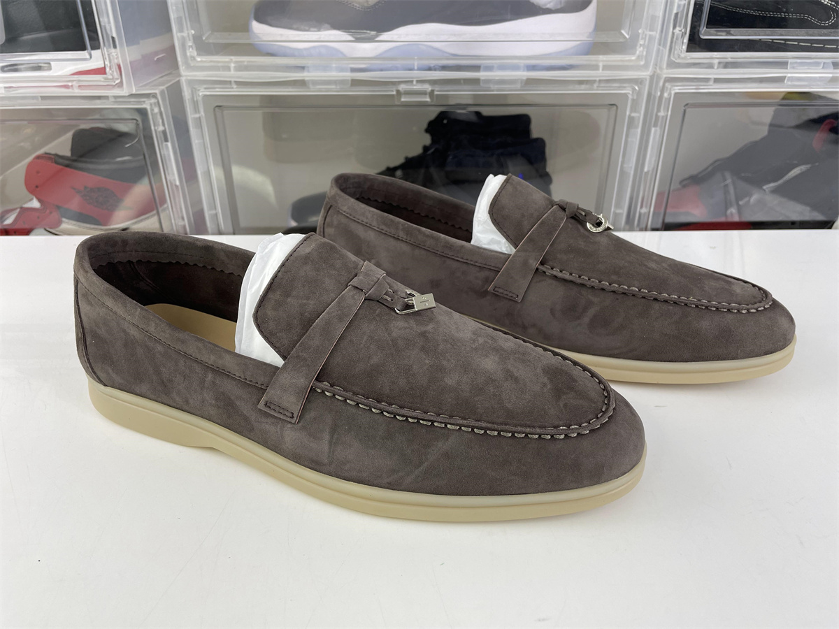 Loro piana Coffee BROWN summer walk shoes Suede