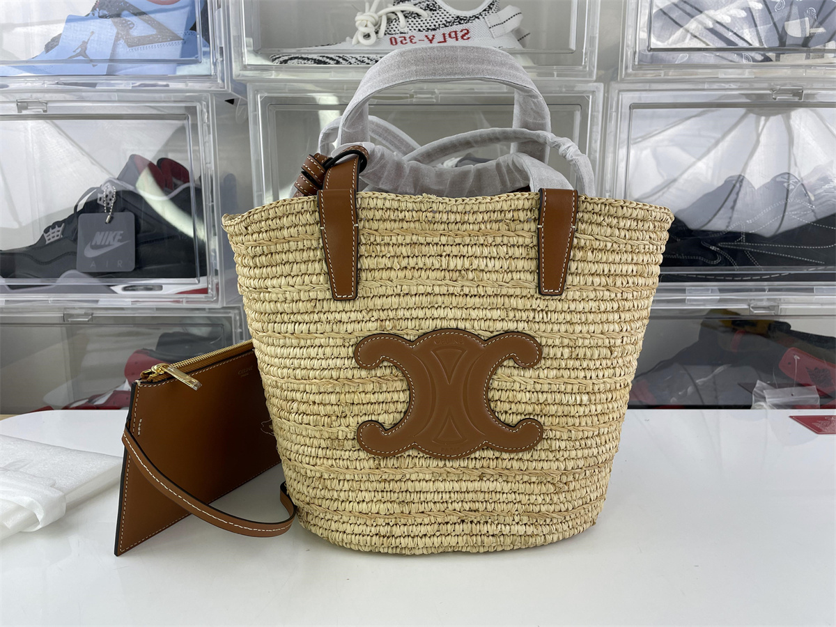 Celine Raffia Grass Brown Ladies Bag (21.5 x 22 x 13cm)