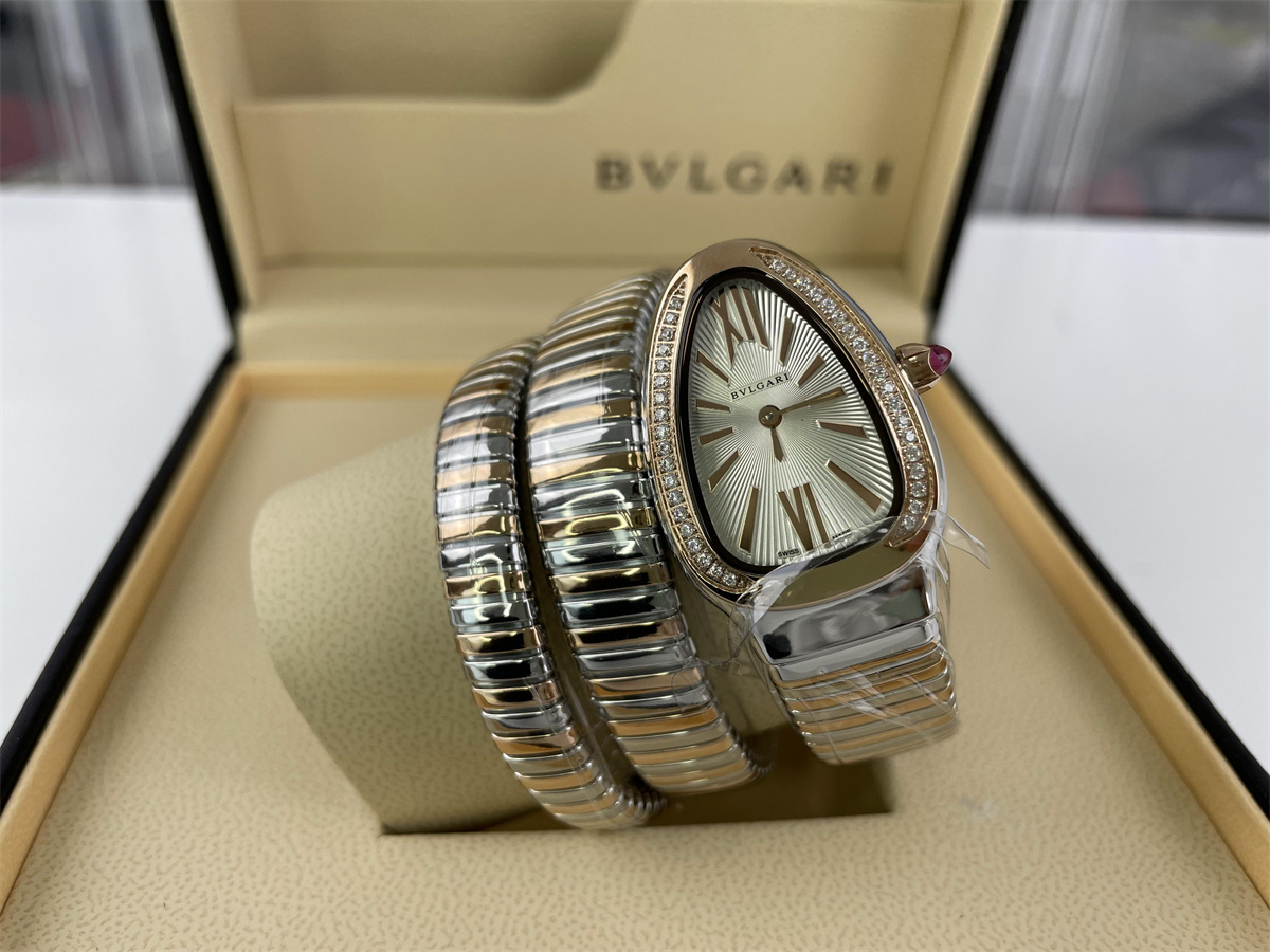 BVLGARI Snake Watch Rose Gold Silver colorway. Swiss move