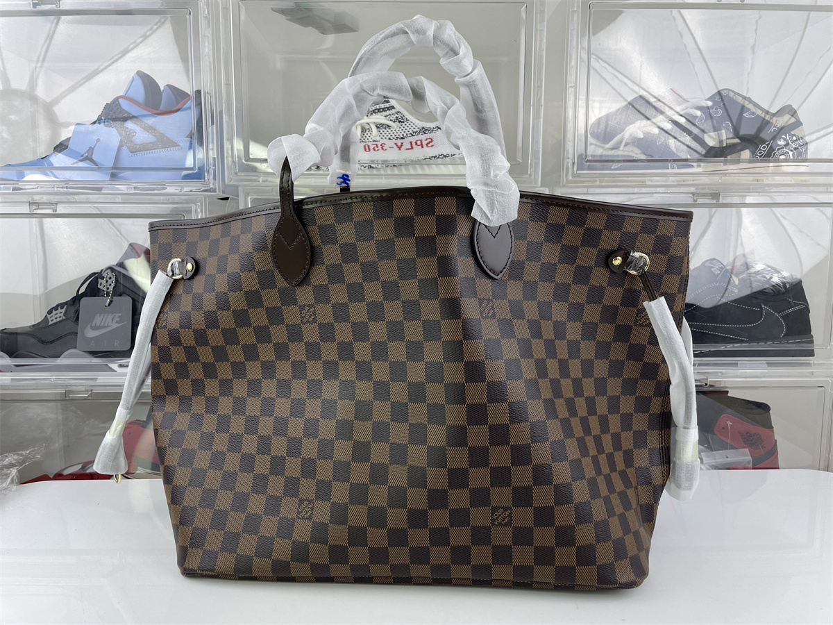LV Neverfull Dark Brown red inner bag, (39 x 32 x 19cm)