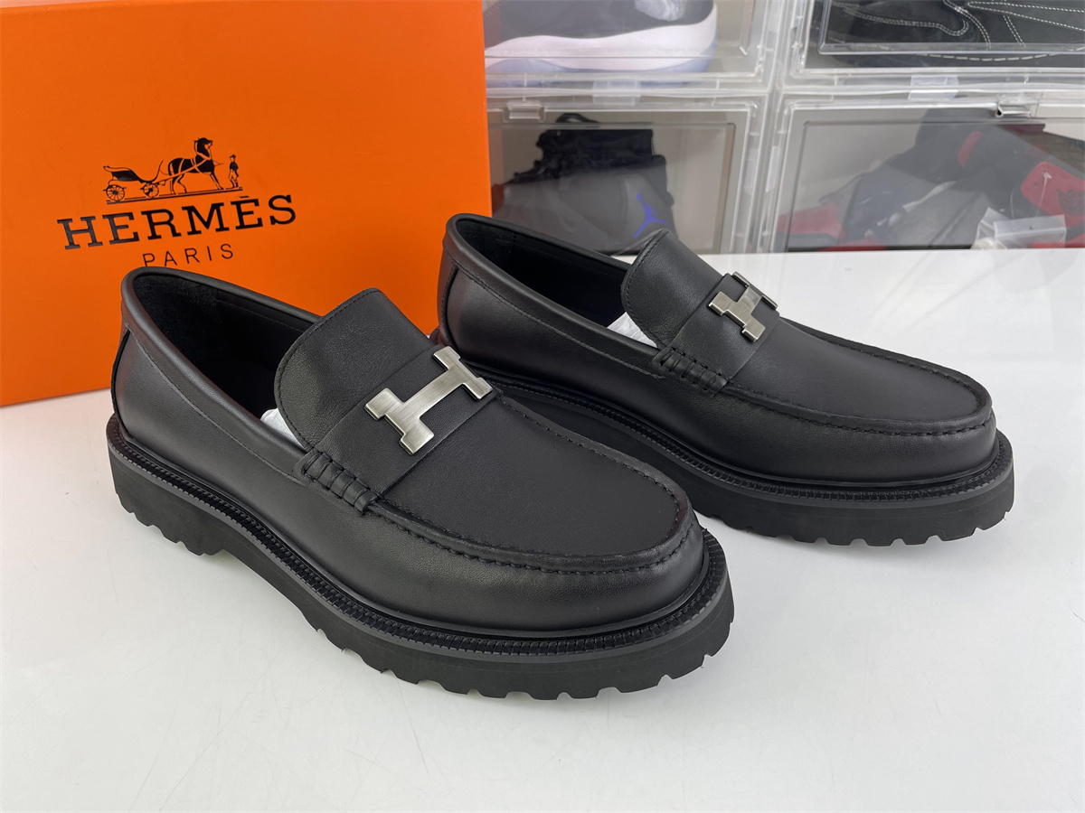 Hermes Black mens dressing shoes