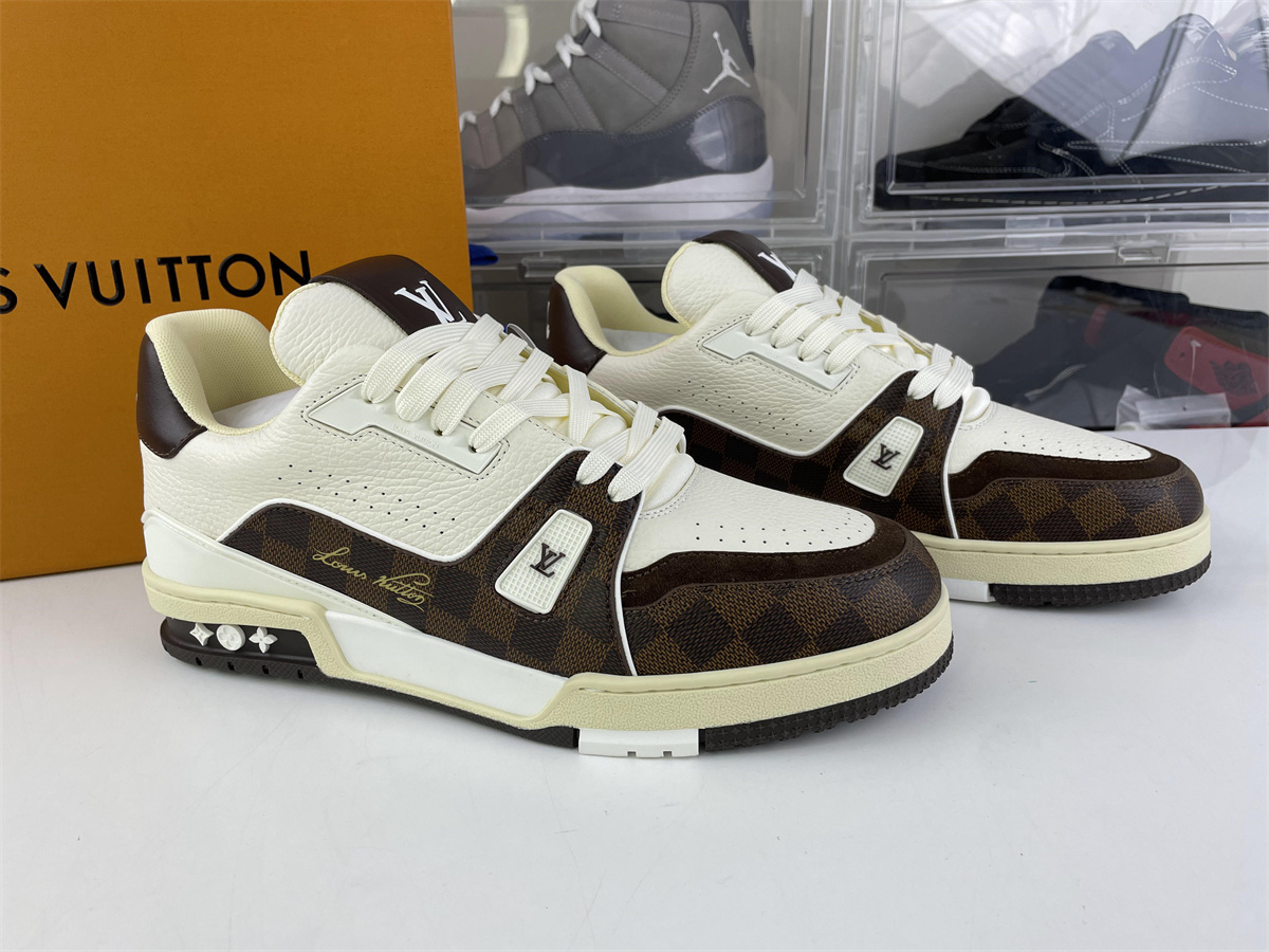 LV ARCH LICHT Brown White Checkerboard #54 Skate Sneaker