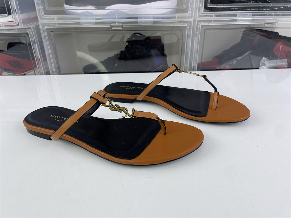 YSL Saint Laurent Le Cassandra Black Brown sandals