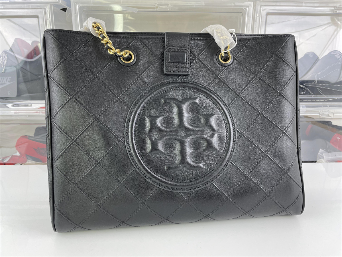 TORY BURCH Fleming Black Hand Bag, (35 x 27 x 13cm)