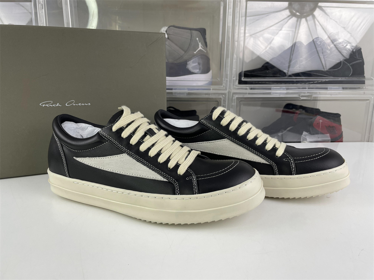 Rick Owens Black Leather UPPER and Miro Soft LOW sneaker