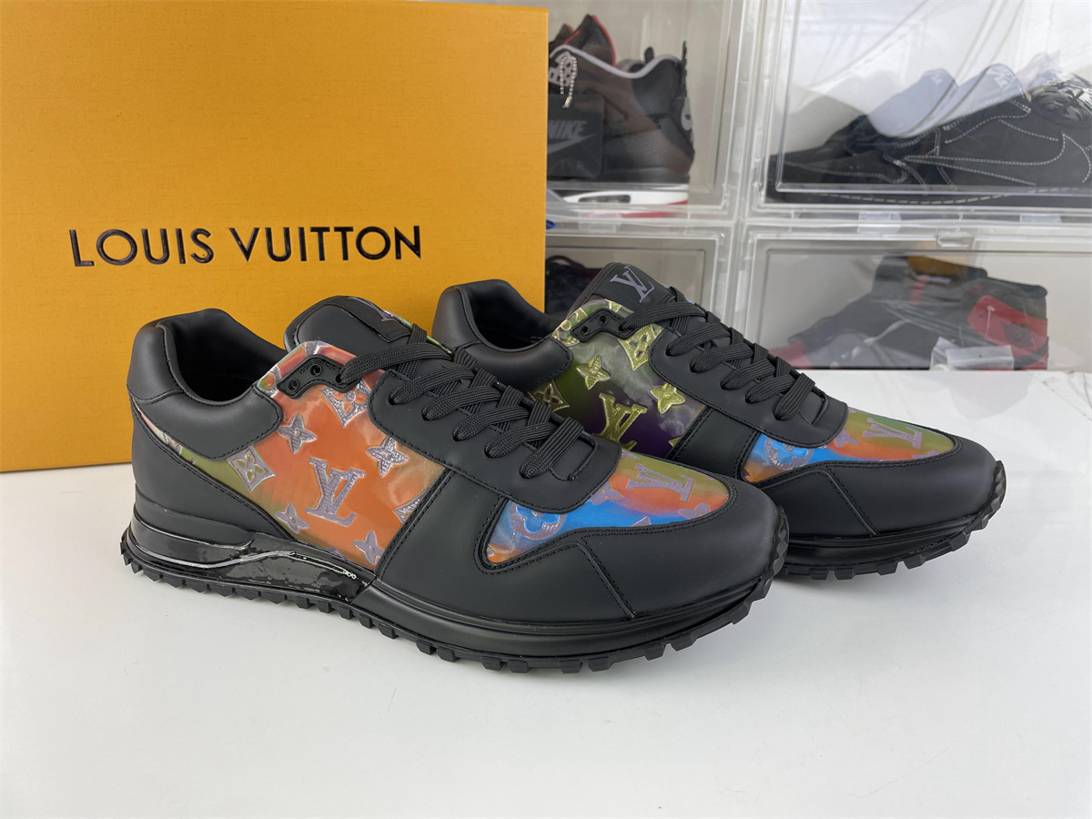 LV Black Colorful Run Away shoes with Monogram marks