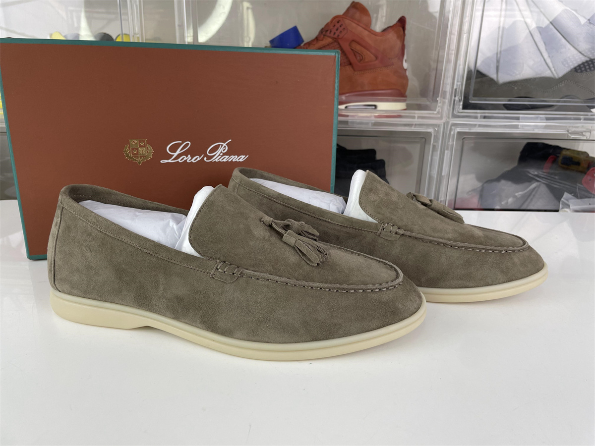 Loro piana Tan Suede summer walk shoes with tassels