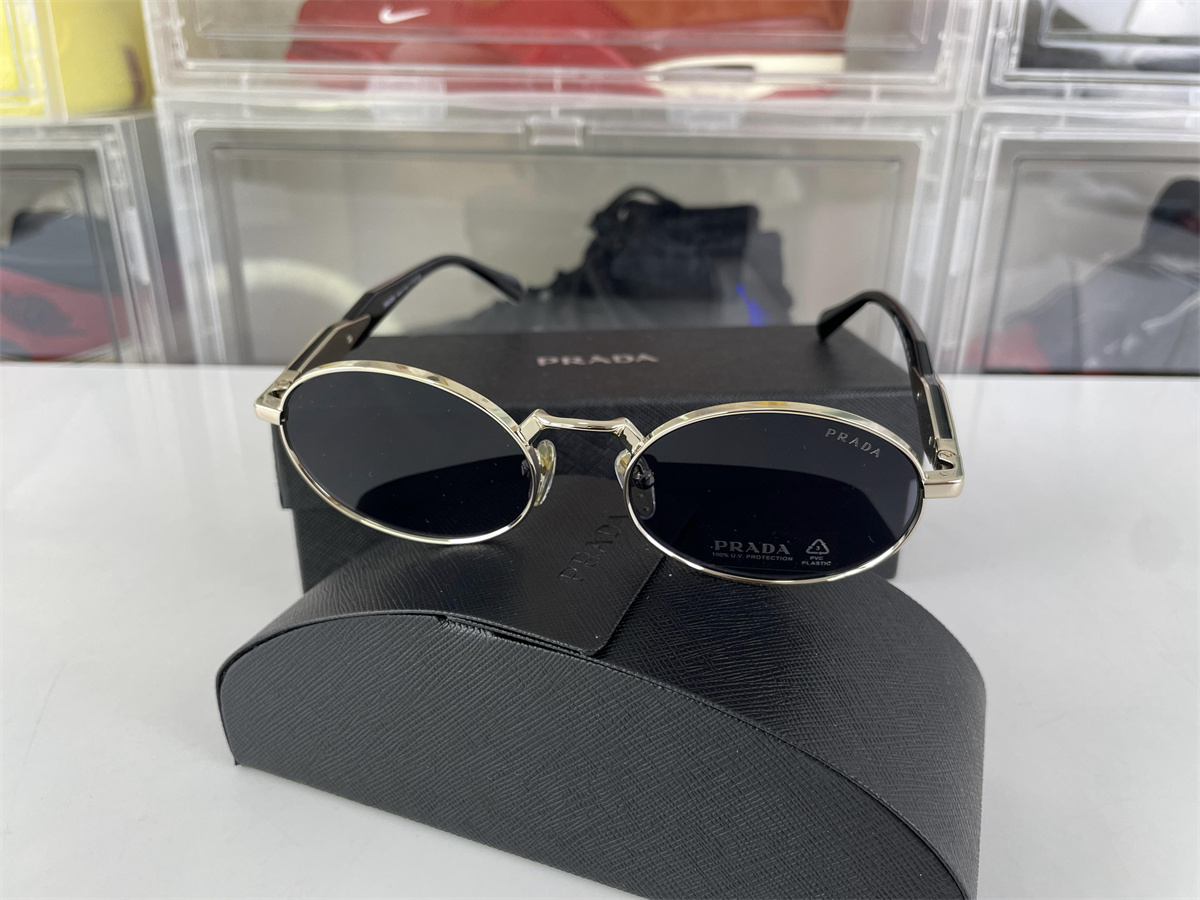 Prada Retro Style Black Gold Sunglasses