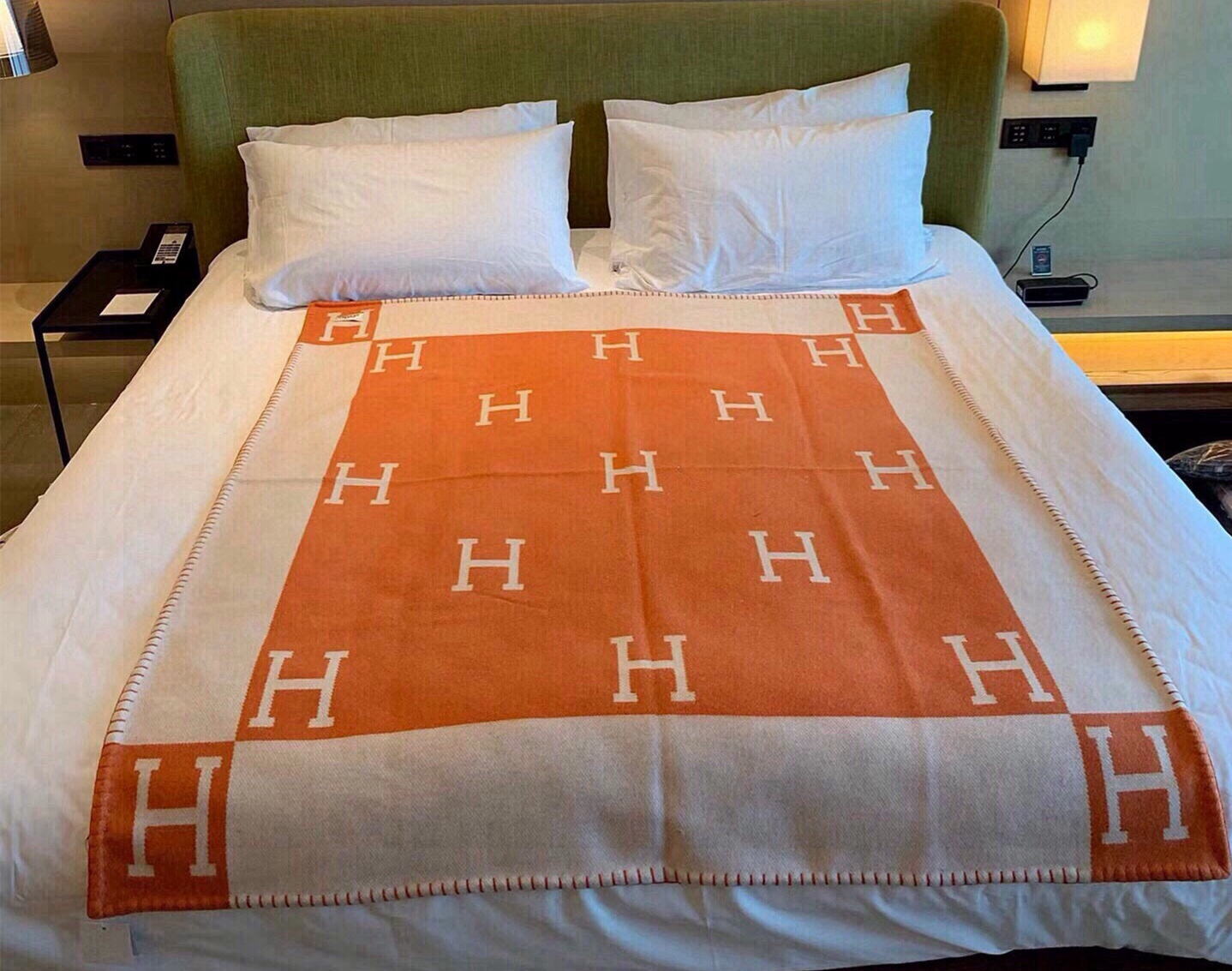 H Brand Orange Color Woolen Blanket, (170 x 135 cm)