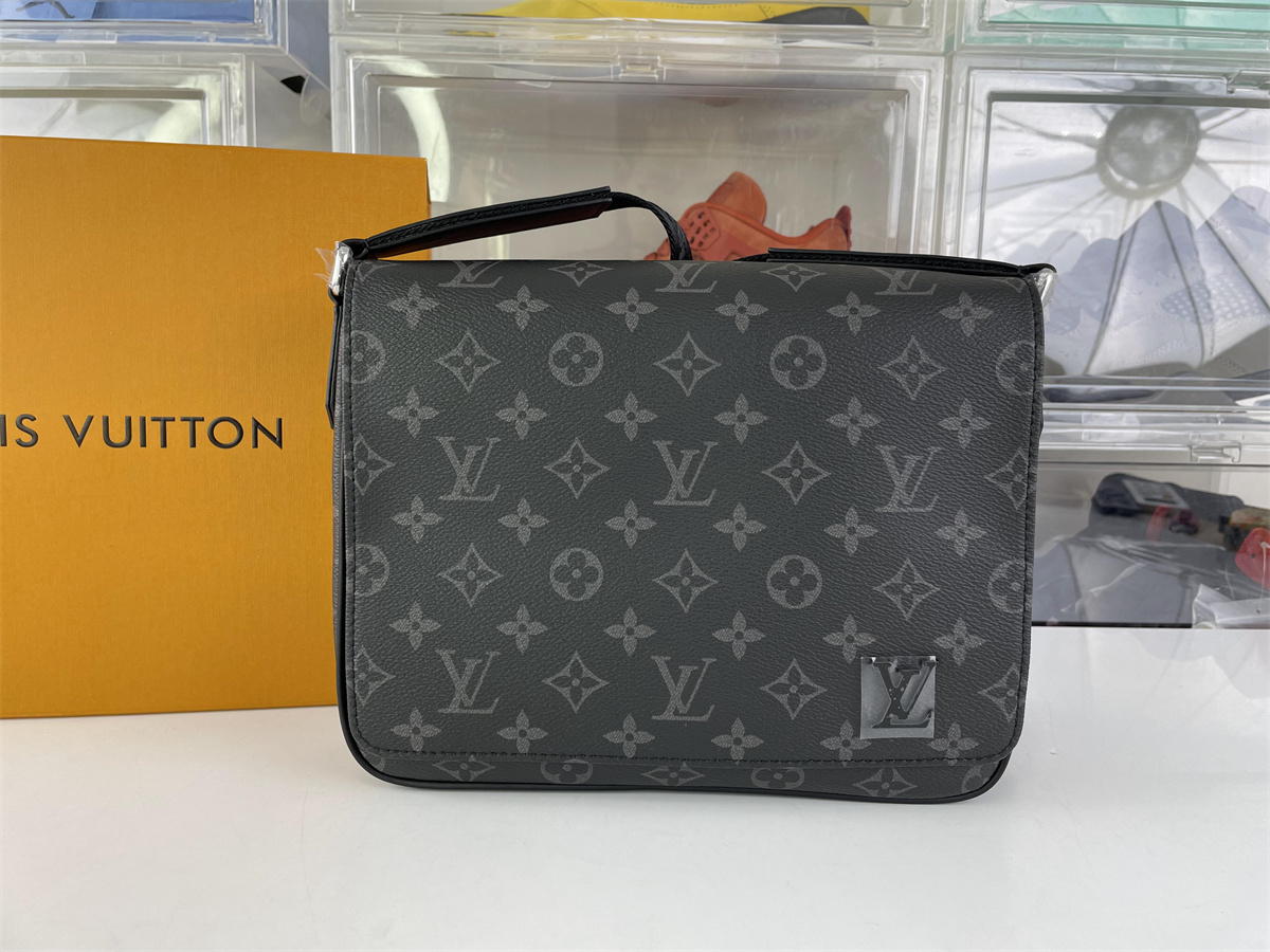 LV Black District Postal Bag, (25 x 21 x 8cm)