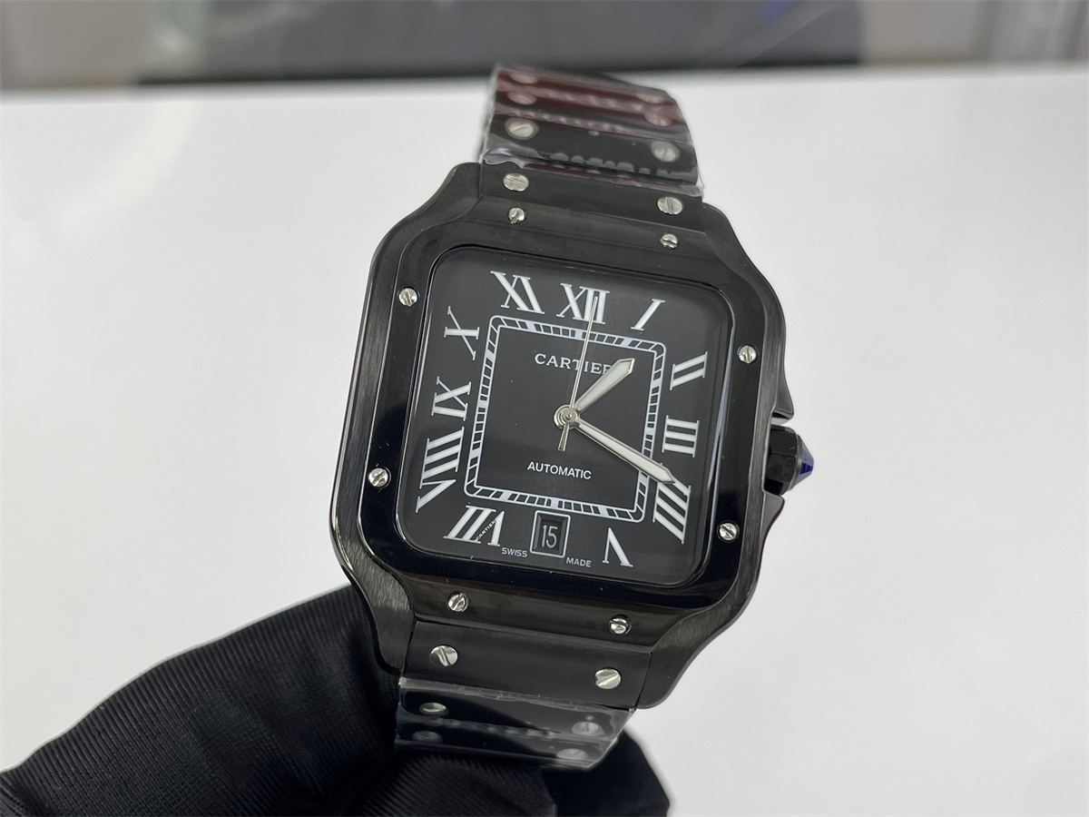 Cartier Santos de Cartier Black Watch with Metal band (47.5 x 39.8 x 9.38 mm)