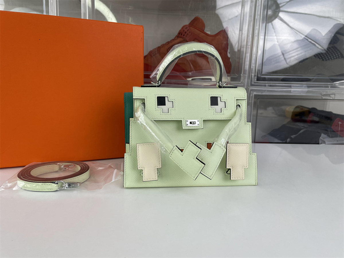 H brand Kelly Doll Picto Mini Cute Bag Bubble Green, (18 x 13 x 8 cm)