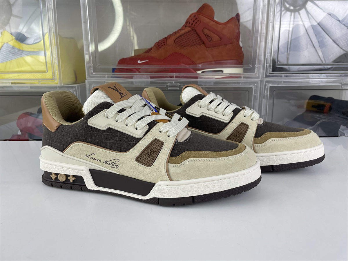 LV Tan Grey Chestnut Color Trainer Sneaker
