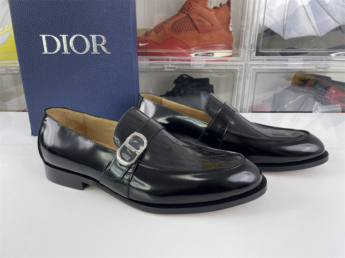 DIOR Black Bright Leather Designing Dressing shoes
