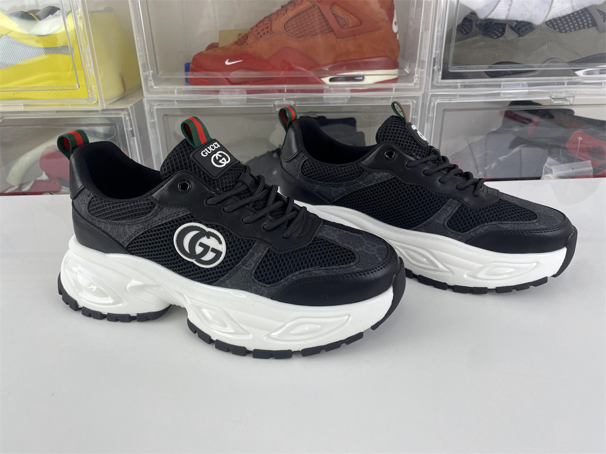 GUCCI Black Mesh with White heel casual shoes
