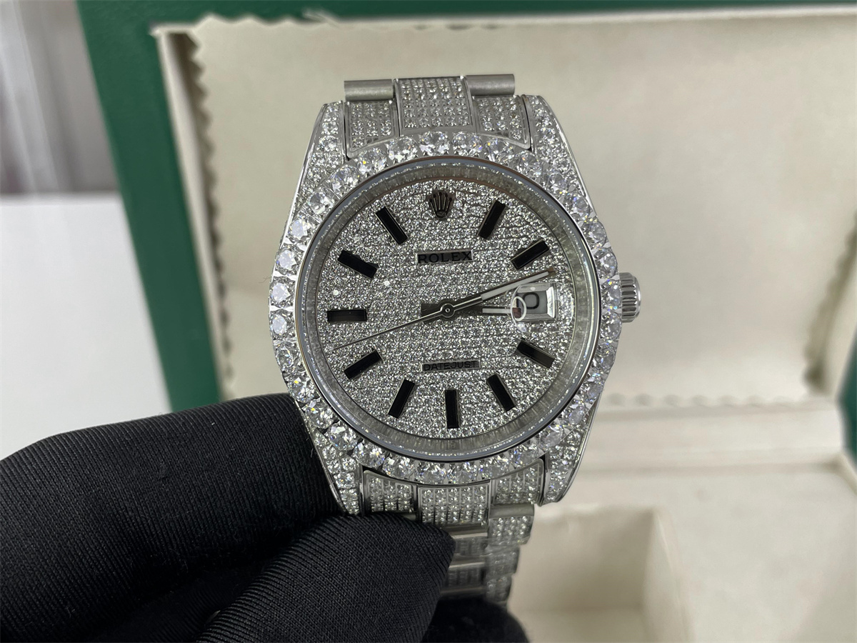 Rolex Moissanite Diamonds Swiss moving Machine watch, 41mm