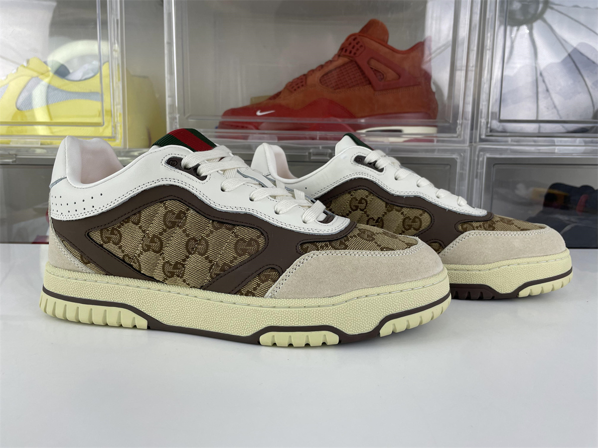 GUCCI Cream White Tan Re-Web Sneaker