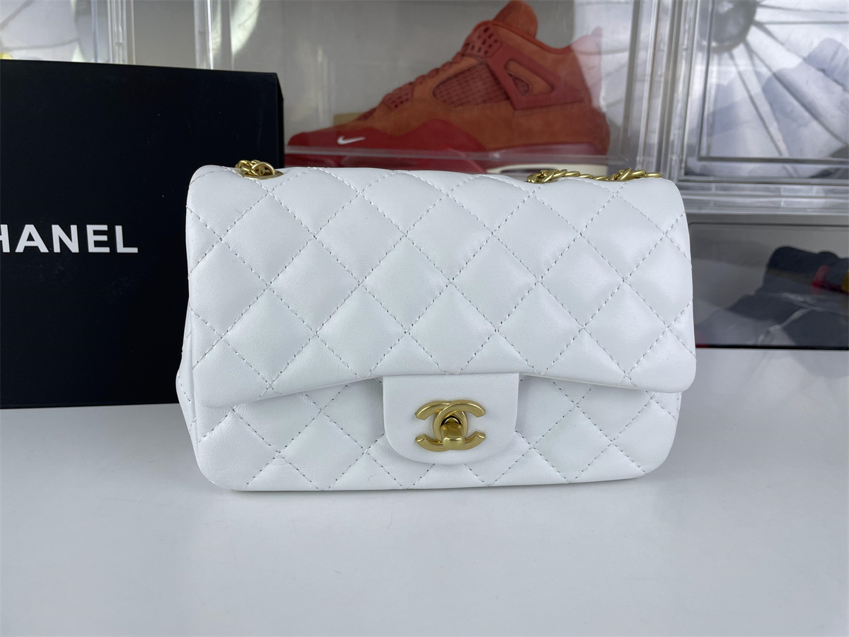 Chanel Pure White ladies leather bag, (18 x 13 x 7cm)