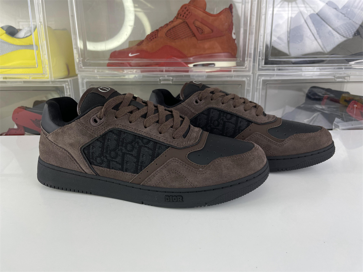 DIOR B27 Dark Brown Suede Stitchworks skate shoes