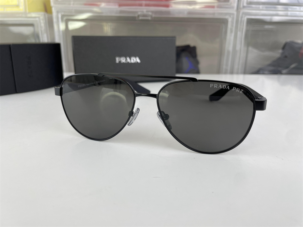 PRADA PRZ Black Sunglasses with Red LOGO on legs