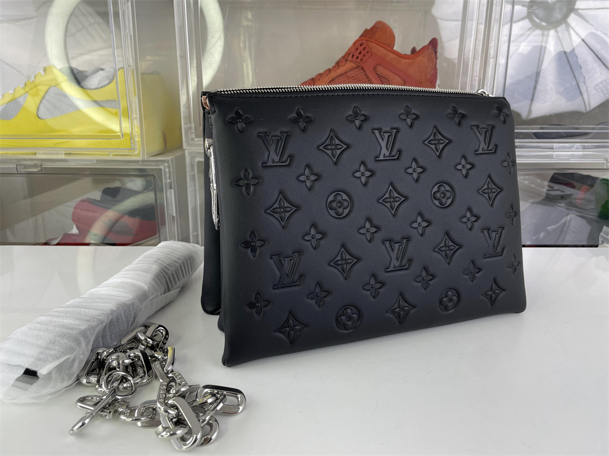 LV Black Coussin bag with Silver chain, ( 26 x 20 x 12 cm)