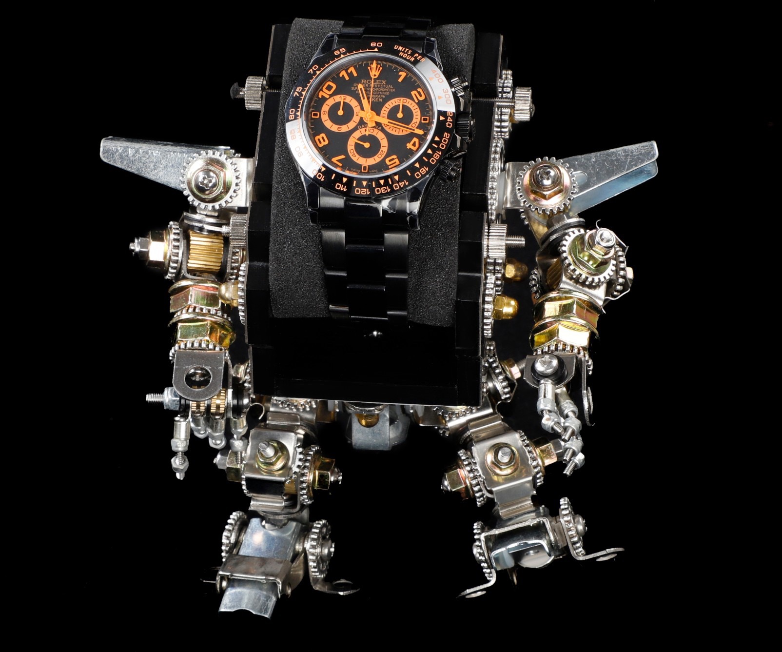 Rolex DAYTONA Black Brown Watch with BLAKEN Punk Robort, 42mm