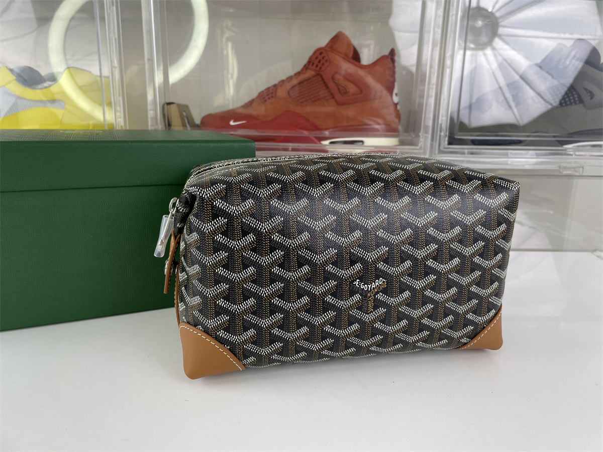 GOYARD Boeing Jouvence Black Brown Toiletry bag, (24 x 13 x 12 cm)