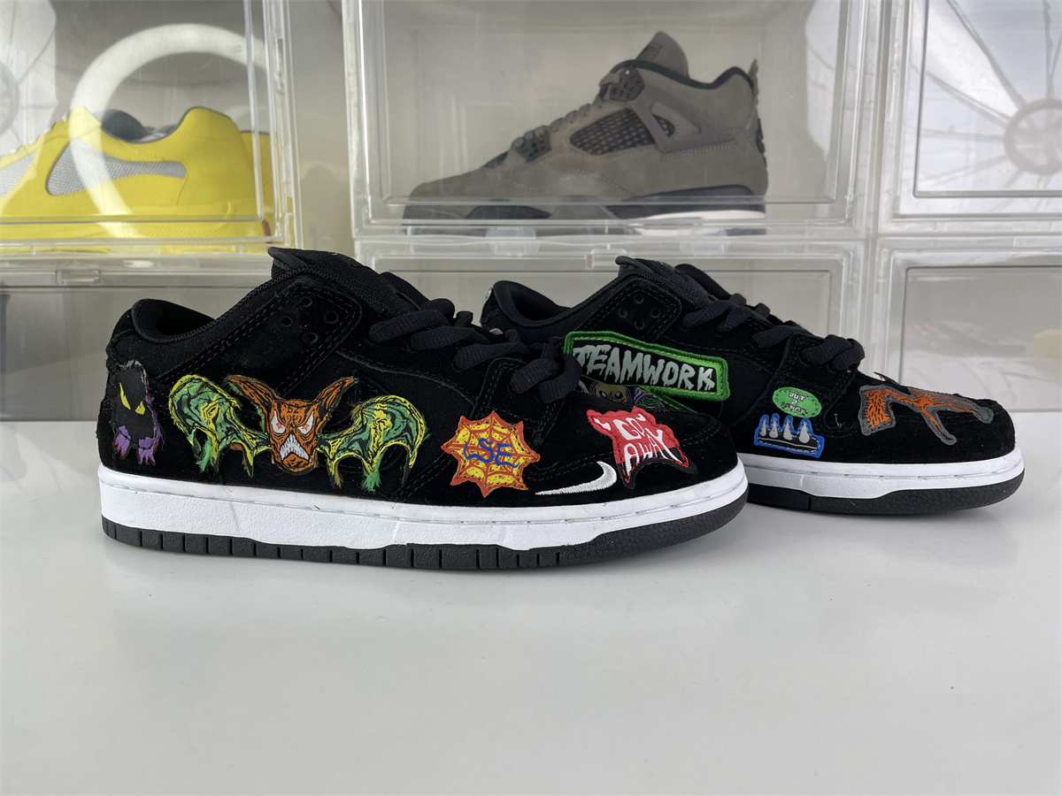 Netface x SB Dunk Low Black Halloween Skate shoes