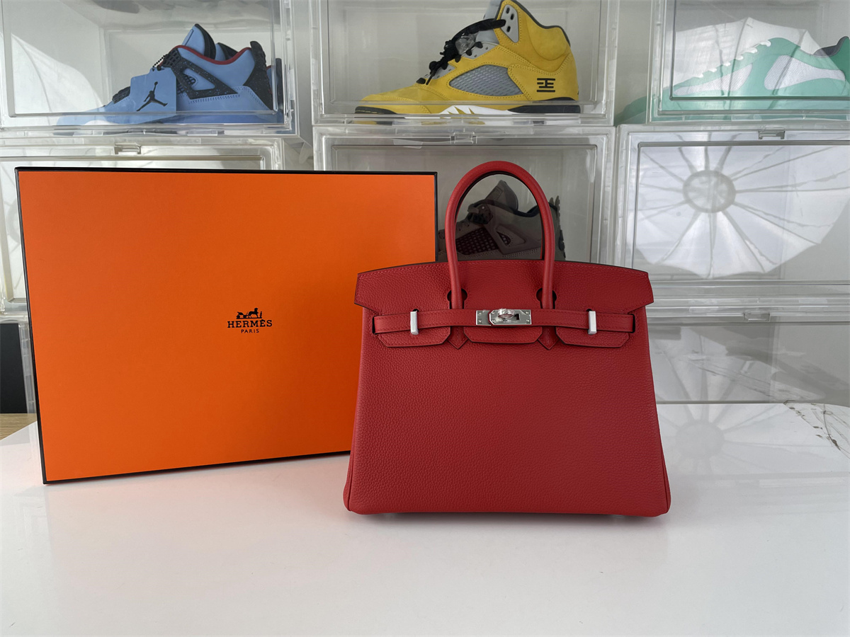 H Brand bag Birkin 25 Togo Red Full Hand Made (25 or 30cm)