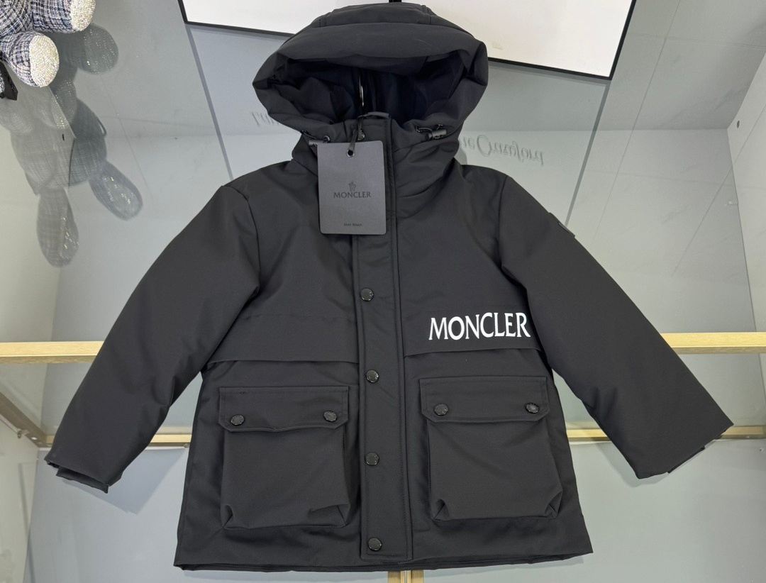 Moncler Infant Black coat with 3M LOGO for kids, (110-160cm)