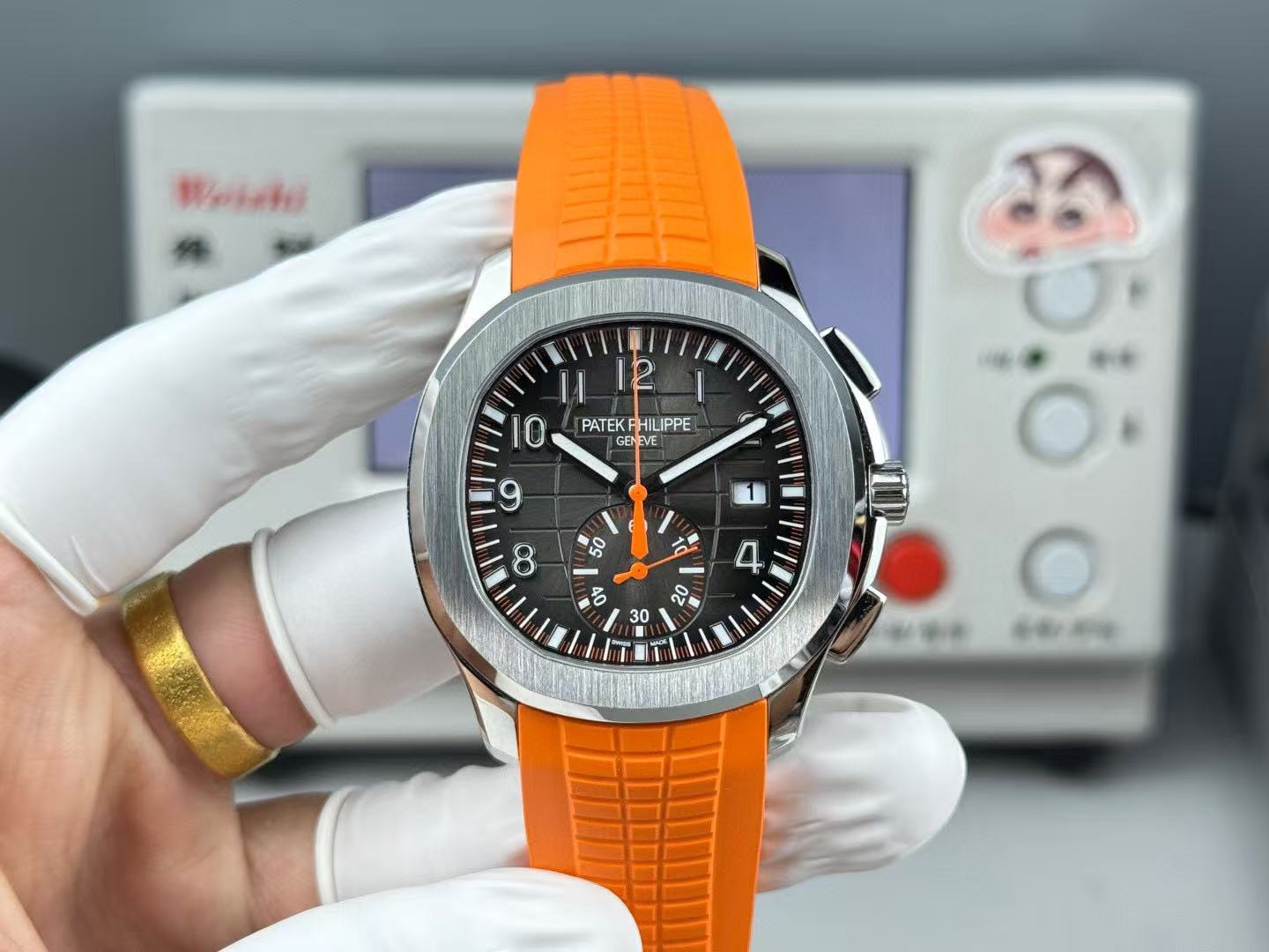 PATEK PHILIPPE Silver Orange Grenade Swiss Machine Watch, 42.5mm