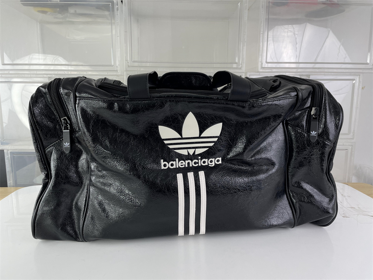 Balenciaga x Adidas Black Man made Leather Travelling bag, (62 x 35 x 29cm )
